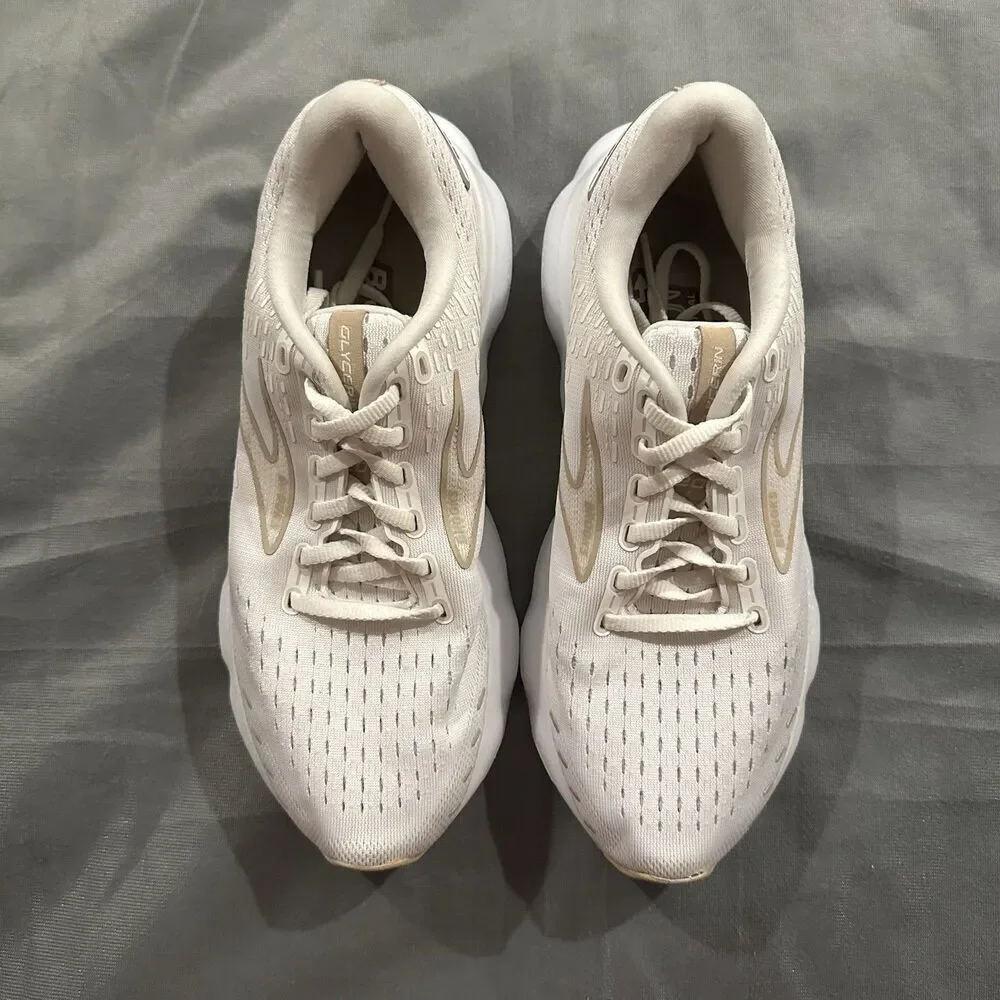 Brooks Glycerin 20 White Khaki Sneakers 1203691B122 Athletic Running Shoes 8B